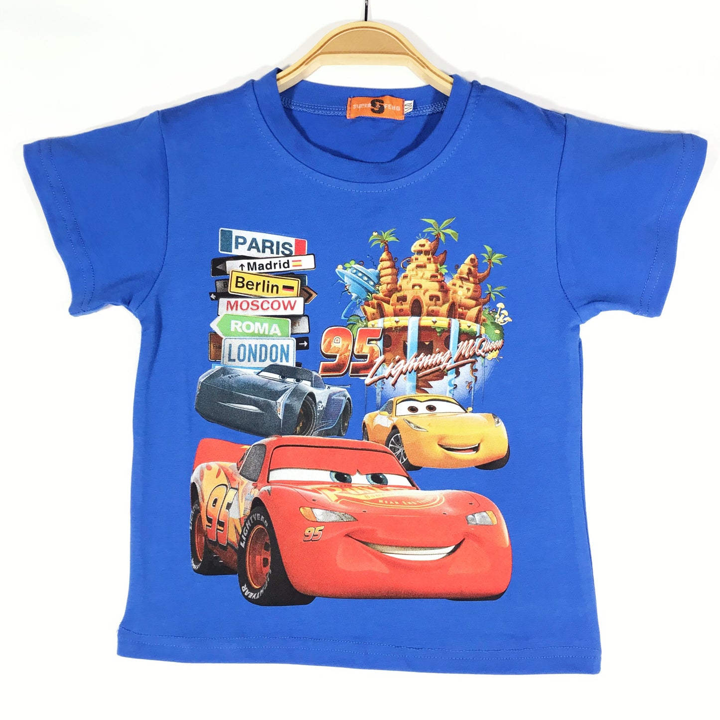 Disney 2022 New Kid Shirts Boys T-shirt Summer Short-sleeved  for Children's Cotton Baby Tee Clothes Kids Tops Car McQueen 3-9 Y