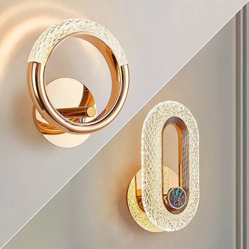 Modern Crystal Wall Lights Indoor Lighting Round/Oval LED Wall Lamp Home Decor for Kitchen Bedroom Living Room Creative Sconce