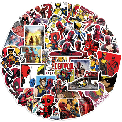 50Pcs Marvel Avengers Cartoon Anime Deadpool and Wolverine Graffiti Stickers DIY Waterproof Stickers Decoration