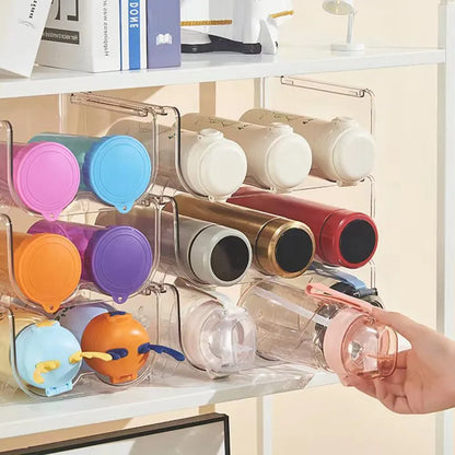 Transparent Water Bottle Organizer Stackable Bottle Storage Holder For Kitchen Vacuum Flask Holder Home Cabinet Organizer VC