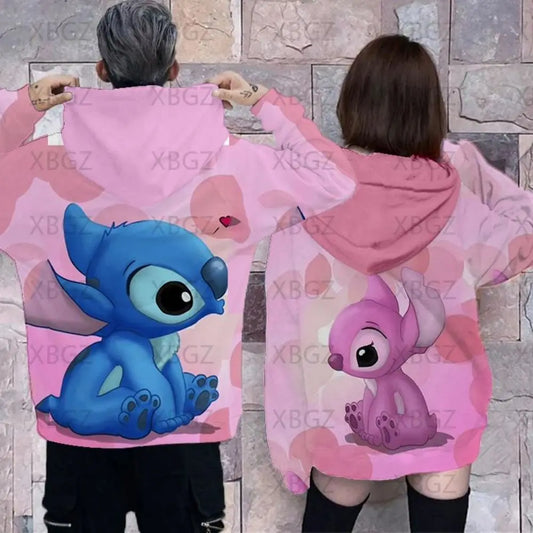 Couple Outfit Sweatshirt Woman Children's Hoodie Men's Lilo and Stitch Hoodies Print Top Disney Women Clothing Fashion Sweatshirts