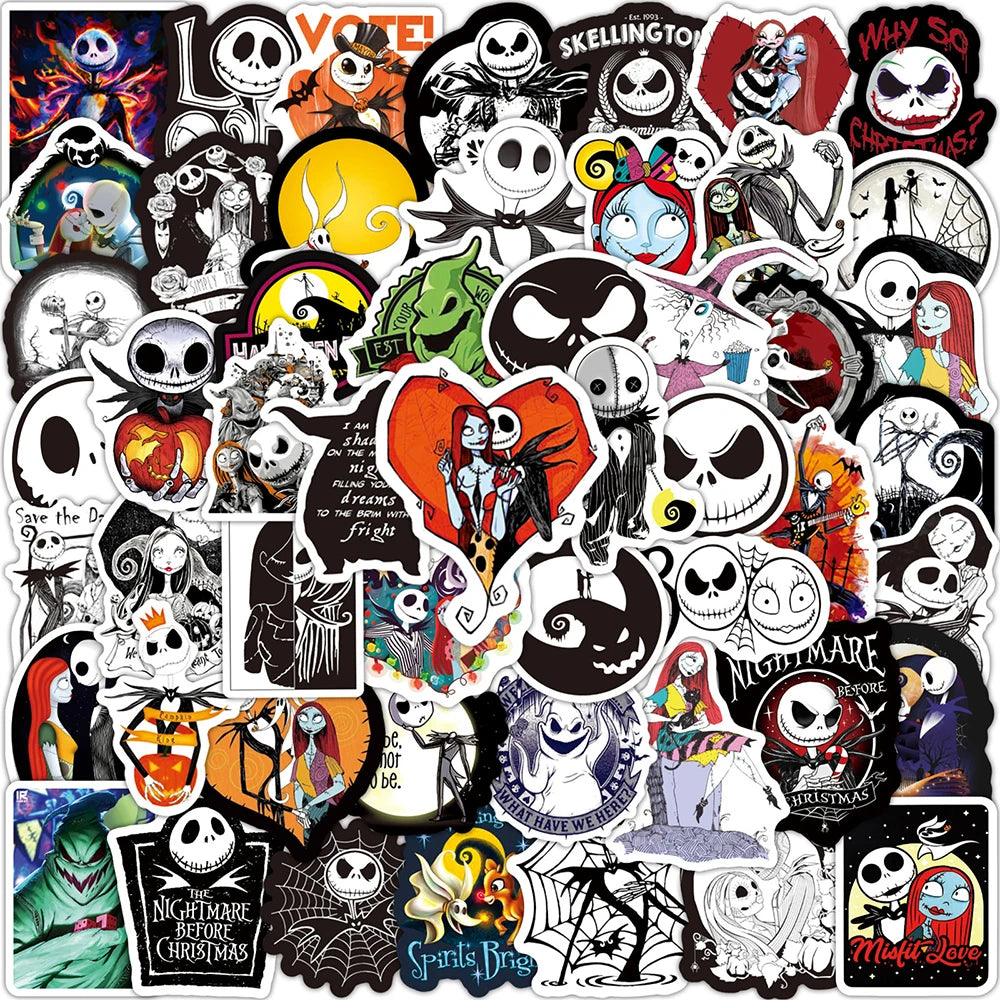 10/30/50/100PCS Disney Movie Nightmare Before Christmas Halloween Stickers Laptop Guitar Luggage Phone Graffiti Sticker Kid Toy