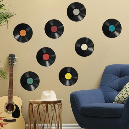 8PCS Vinyl Record Wall Stickers DIY Transfer Belt Decal Mural Living Room Bedroom Home Restaurant Bar Decoration