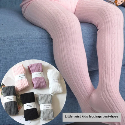 2023 Spring Knitted Baby Pantyhose For Girls Twist Children Bottom Toddler Kid Girl Ribbed Stockings