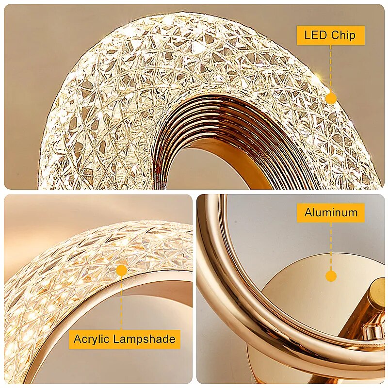 Modern Crystal Wall Lights Indoor Lighting Round/Oval LED Wall Lamp Home Decor for Kitchen Bedroom Living Room Creative Sconce