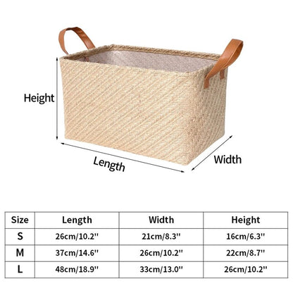 Jute Woven Storag Basket Foldable Clothes Organizer Basket with Handle Closet Organzier Washable Home Storage Organizser