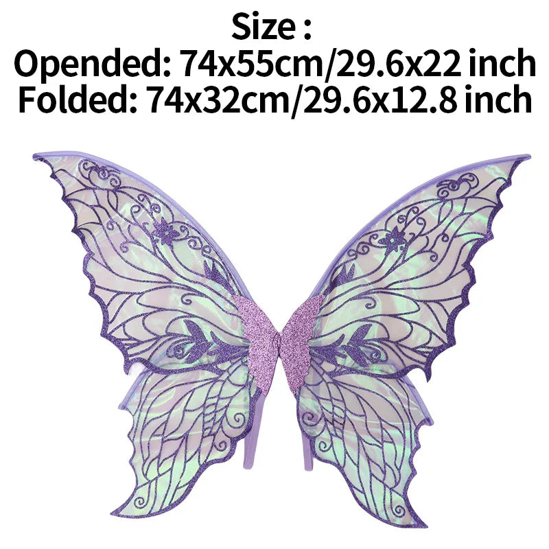 Princess Butterfly Wings Costume Prop Kids Adult Gradient Fairy Elf Angel Butterfly Wing Halloween Cosplay Dress Up Party Props