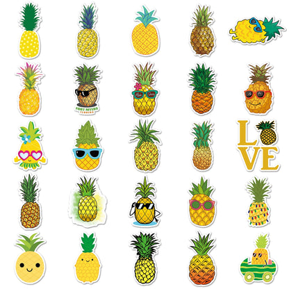 50Pcs Pineapple series Cartoon Cute Waterproof Sticker Skateboarding Snowboard Retro Vinyl Sticker