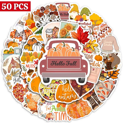 Autumn Stickers  Animals Leaves Pumpkins Plants Clothes Decals DIY Skateboard Laptop Luggage Cup Motorcycle Phone PVC Waterproof