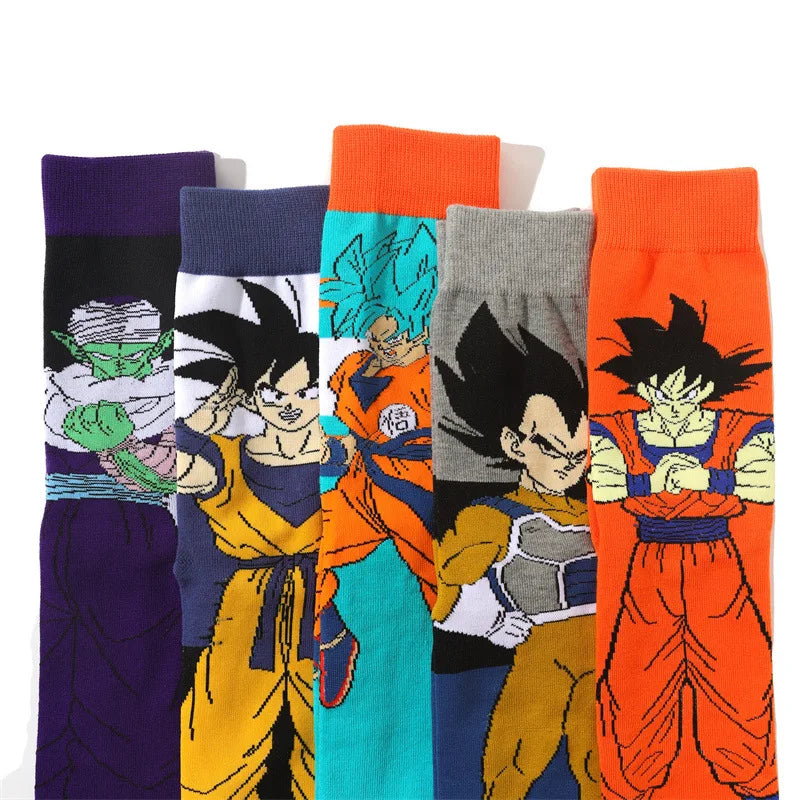 Cartoon Anime Dragon Ball Z Large Size Men's Socks With Print Figures Frieza Piccolo Goku Sports Socks For Boy Gift