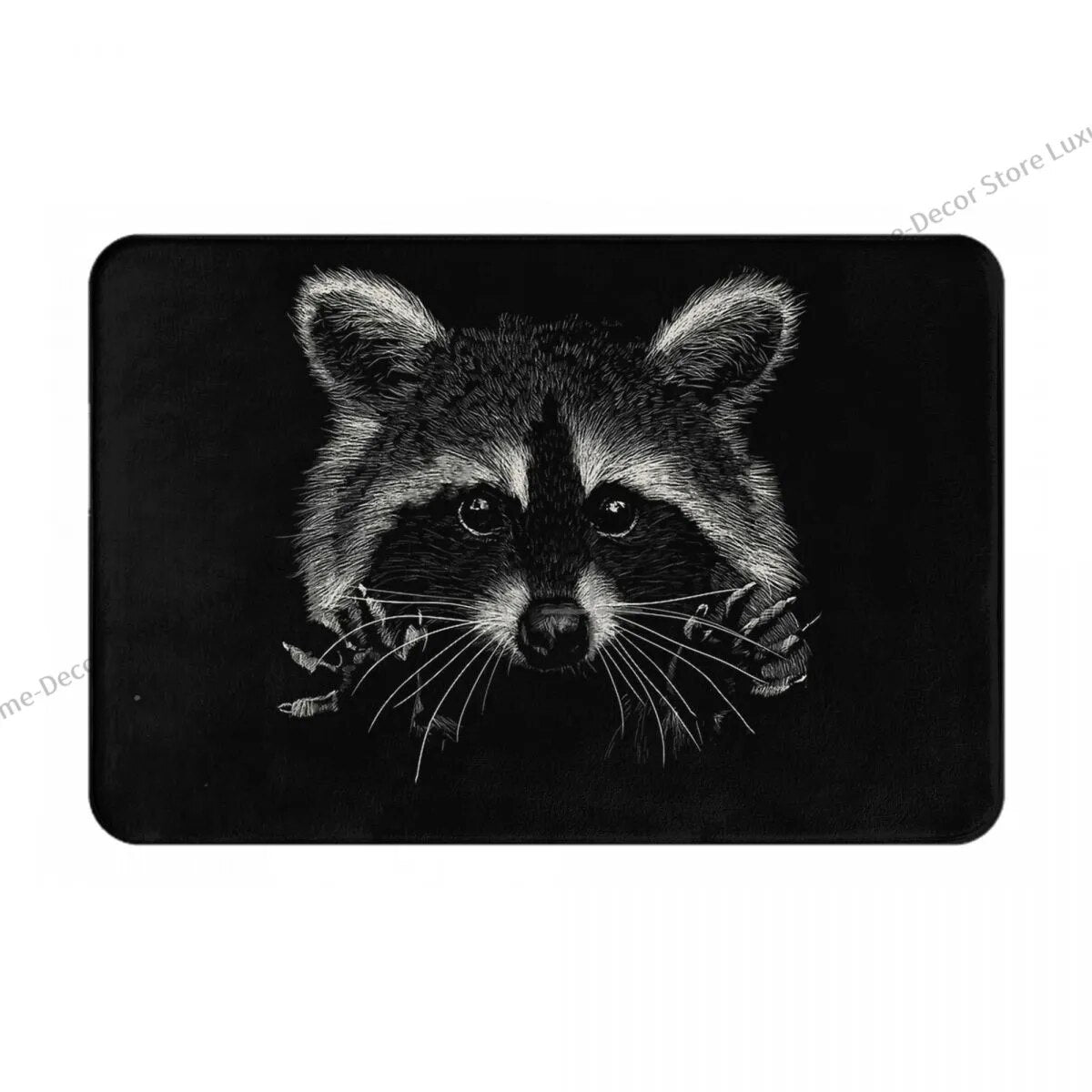 Bath Non-Slip Carpet Raccoon Flannel Mat Entrance Door Doormat Home Decor Rug