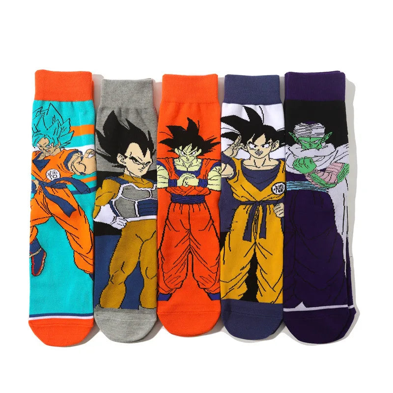 Cartoon Anime Dragon Ball Z Large Size Men's Socks With Print Figures Frieza Piccolo Goku Sports Socks For Boy Gift