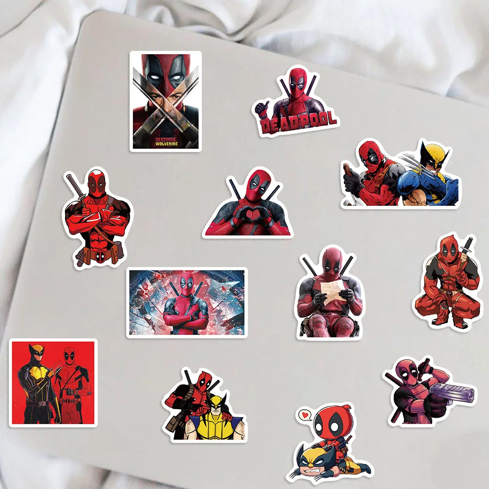 50Pcs Marvel Avengers Cartoon Anime Deadpool and Wolverine Graffiti Stickers DIY Waterproof Stickers Decoration