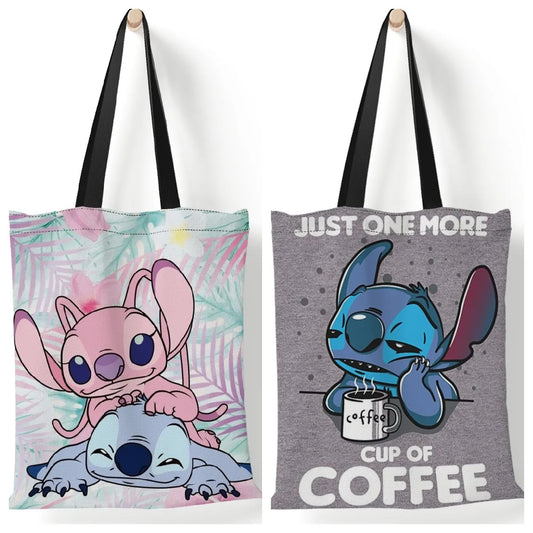 Disney Stitch Tote Bags Anime Lilo and Stitch Women's Canvas Handbags 35x40cm Large Capacity Shopping Bags Girls Gifts