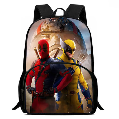 Child Superhero Deadpools Backpacks Shoulder Bag Pencil Case Pupil Large Capacity School Bags for Boys Girls Best Gift