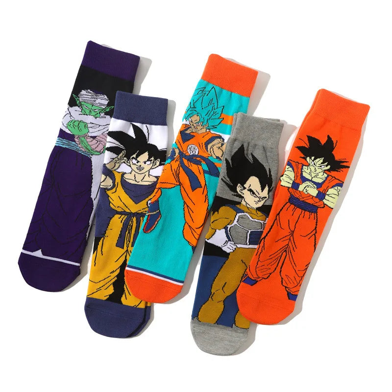 Cartoon Anime Dragon Ball Z Large Size Men's Socks With Print Figures Frieza Piccolo Goku Sports Socks For Boy Gift