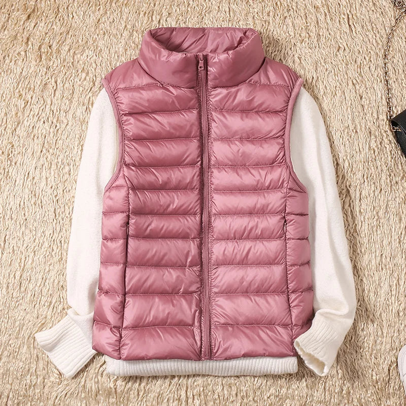 2023 New Women Sleeveless Women Slim Ultra Light Down Jacket Girl Portable Lightweight Vests Windproof Warm Waistcoat