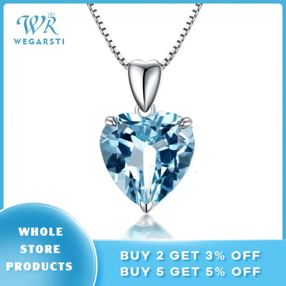 WEGARASTI Silver Hot Jewelry Necklace 100% Sterling Silver Hot Sapphire Pendant Luxury Woman Silver Necklace Fine Jewelry