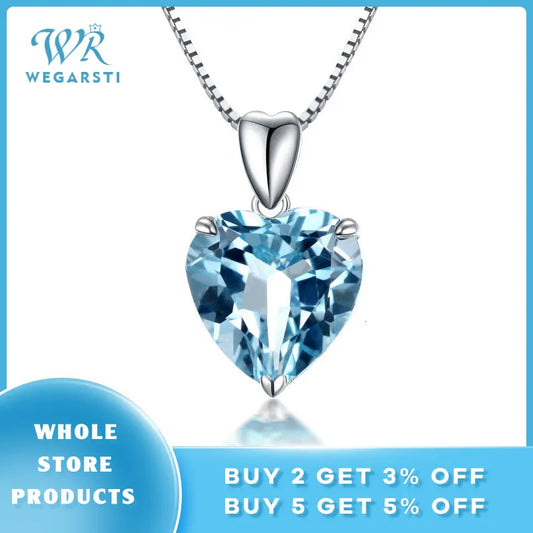 WEGARASTI Silver Hot Jewelry Necklace 100% Sterling Silver Hot Sapphire Pendant Luxury Woman Silver Necklace Fine Jewelry