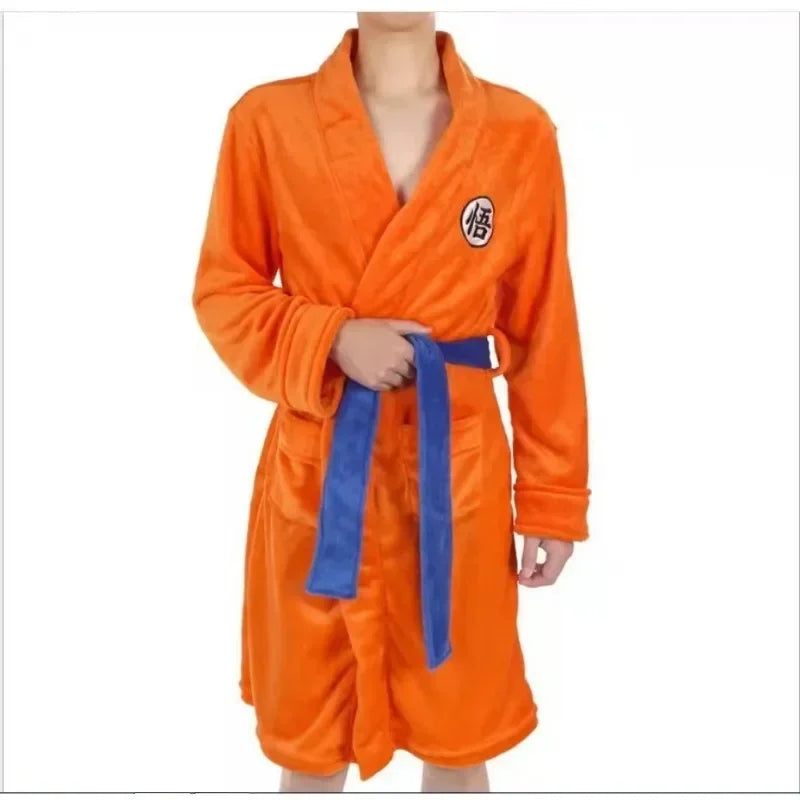 2024 Japan Anime Son Goku Cosplay Bathrobe Cartoon Kakarotto Pajamas Winter Keep Warm Soft Flannel Bathrobe for Unisex Cos Top