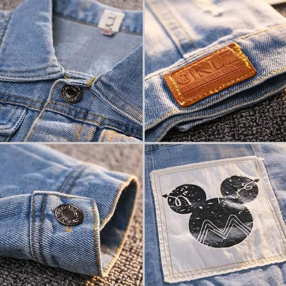 Mickey Denim Jacket For Boys Fashion Coats Children Clothing Autumn Baby Girls Clothes Outerwear Cartoon Jean Jackets Coat