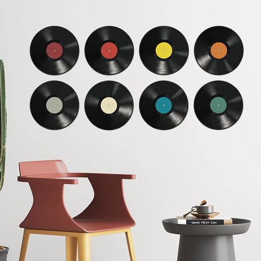 8PCS Vinyl Record Wall Stickers DIY Transfer Belt Decal Mural Living Room Bedroom Home Restaurant Bar Decoration