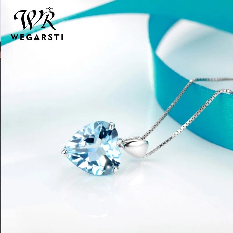 WEGARASTI Silver Hot Jewelry Necklace 100% Sterling Silver Hot Sapphire Pendant Luxury Woman Silver Necklace Fine Jewelry