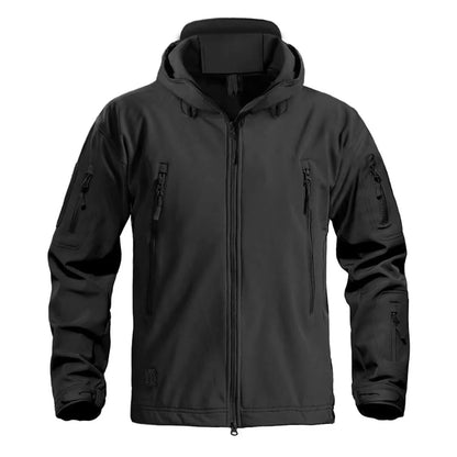 TACVASEN Men's Working Outdoors Jacket Warm Fleece Lined Hooded Coat Waterproof Soft-shell Multiple Zippered Pockets Jacket