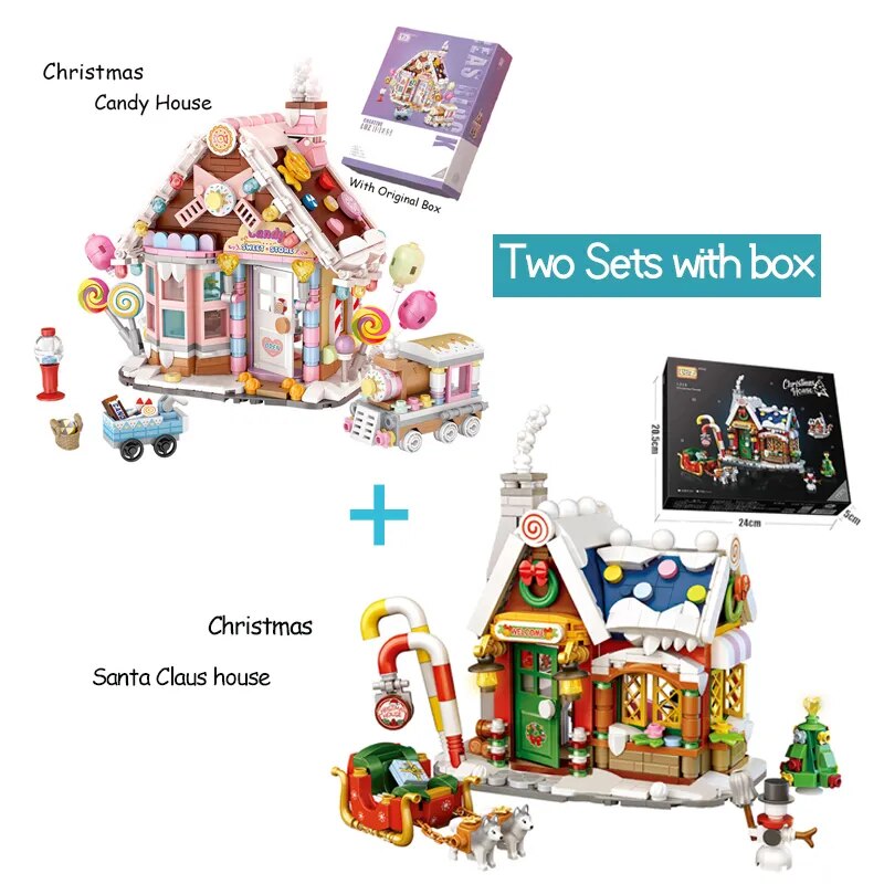 788pcs LOZ Mini Blocks Architecture Merry Christmas House Santa Claus Snowman Tree Deer Building Blocks Bricks Toy For Kids Gift