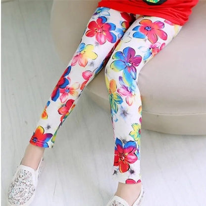 Kids Girls Leggings Spring Summer Flower Printed Children Trousers Girl Casual Pencil Pants Cute Toddler Leggings