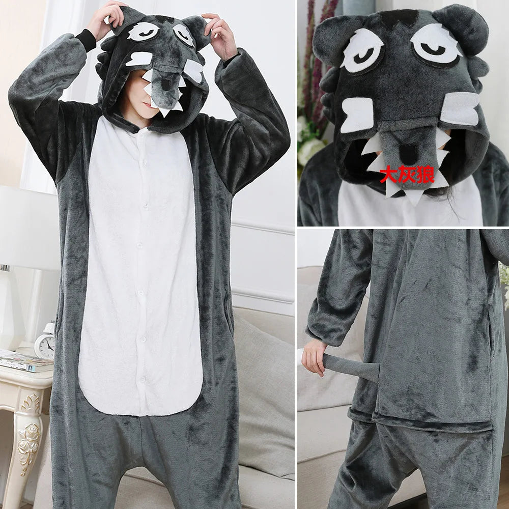 Adult Animal Pyjamas Women Men Couple Cartoon Pajamas Suit Halloween Christmas Party Sleepwear Kigurumi Cosplay Onepiece Costume