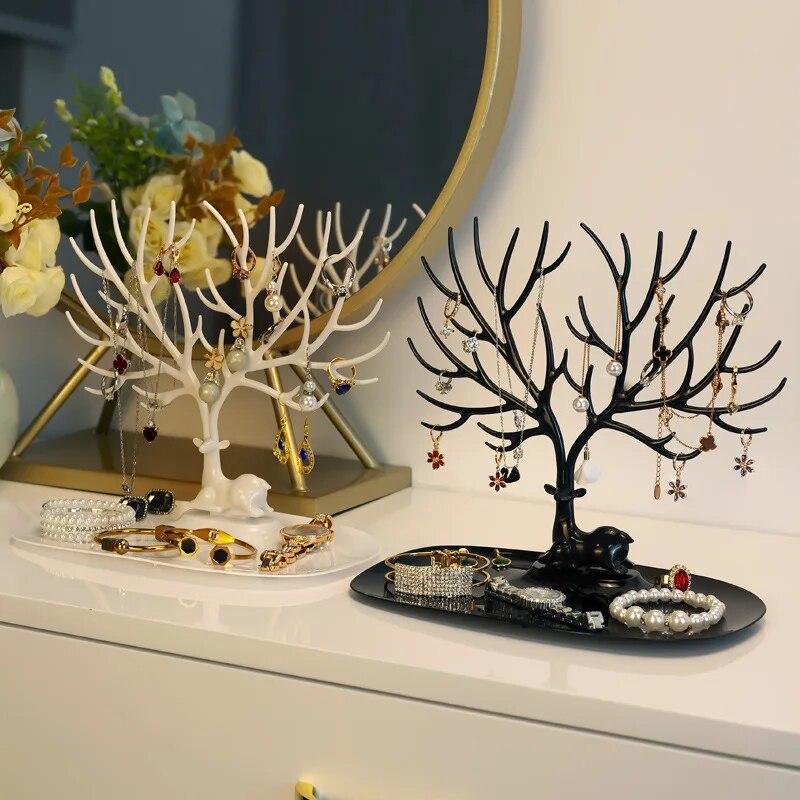 Deer Jewelry Display Stand Earrings Necklaces Rings Bracelets Tray Tree Storage Shopwindow Racks Organizer women Make Up Holder