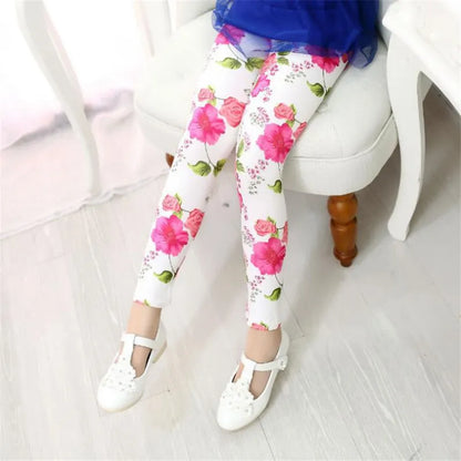 Kids Girls Leggings Spring Summer Flower Printed Children Trousers Girl Casual Pencil Pants Cute Toddler Leggings