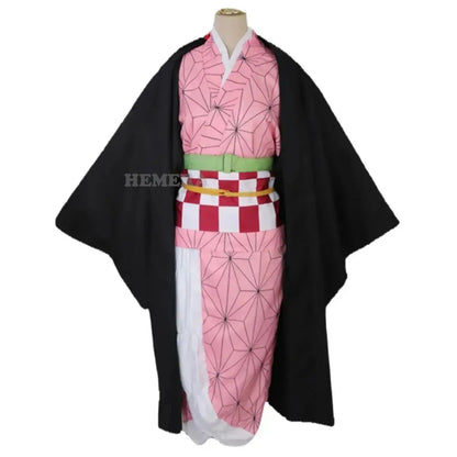 Kamado Nezuko Cosplay Costume Anime Kimono Kamado Nezuko Wig Uniform Halloween Women Kids Clothes