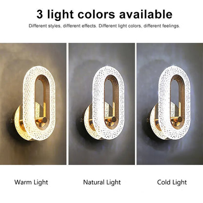 Modern Crystal Wall Lights Indoor Lighting Round/Oval LED Wall Lamp Home Decor for Kitchen Bedroom Living Room Creative Sconce