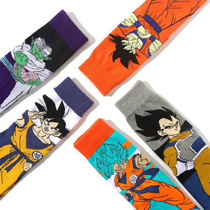 Cartoon Anime Dragon Ball Z Large Size Men's Socks With Print Figures Frieza Piccolo Goku Sports Socks For Boy Gift