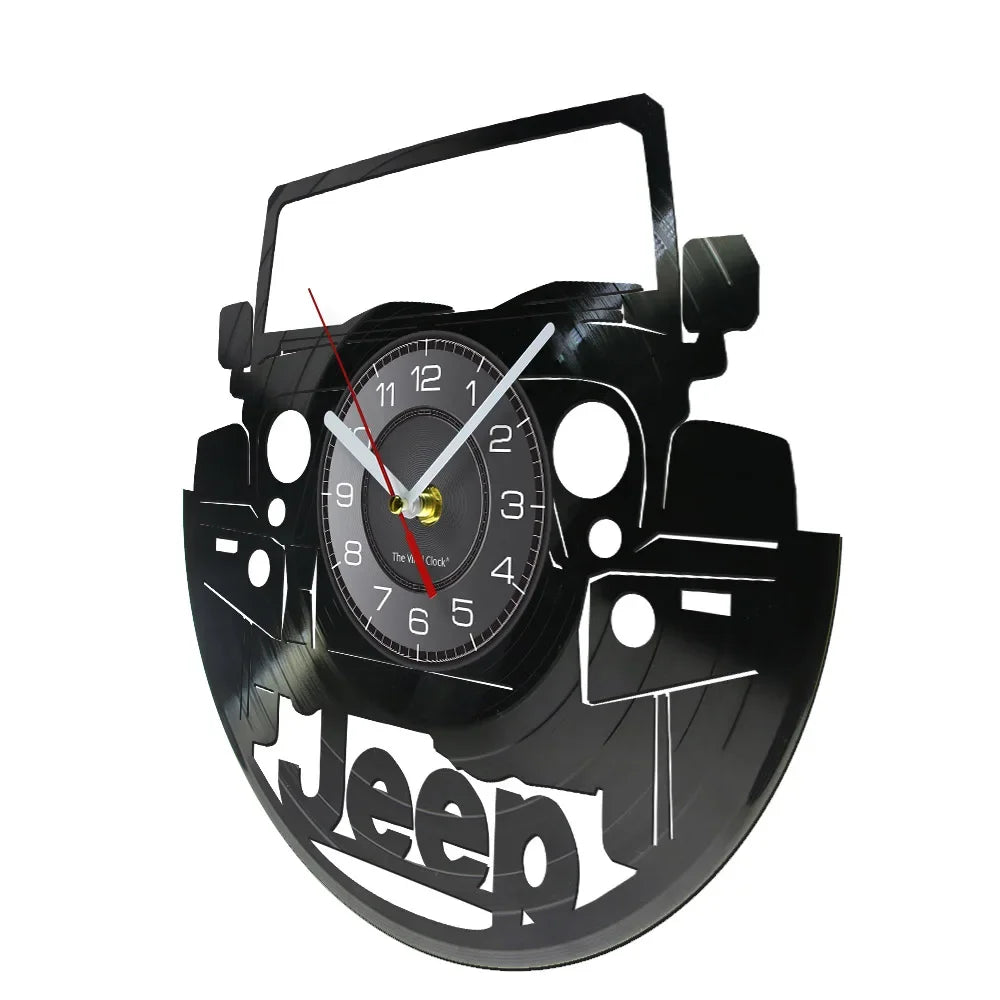 American Automobile Sport Utility VehicleRe-purposed Record Clock Garage Artwork Auto Moto Car Inspired Vinyl Record Timepieces