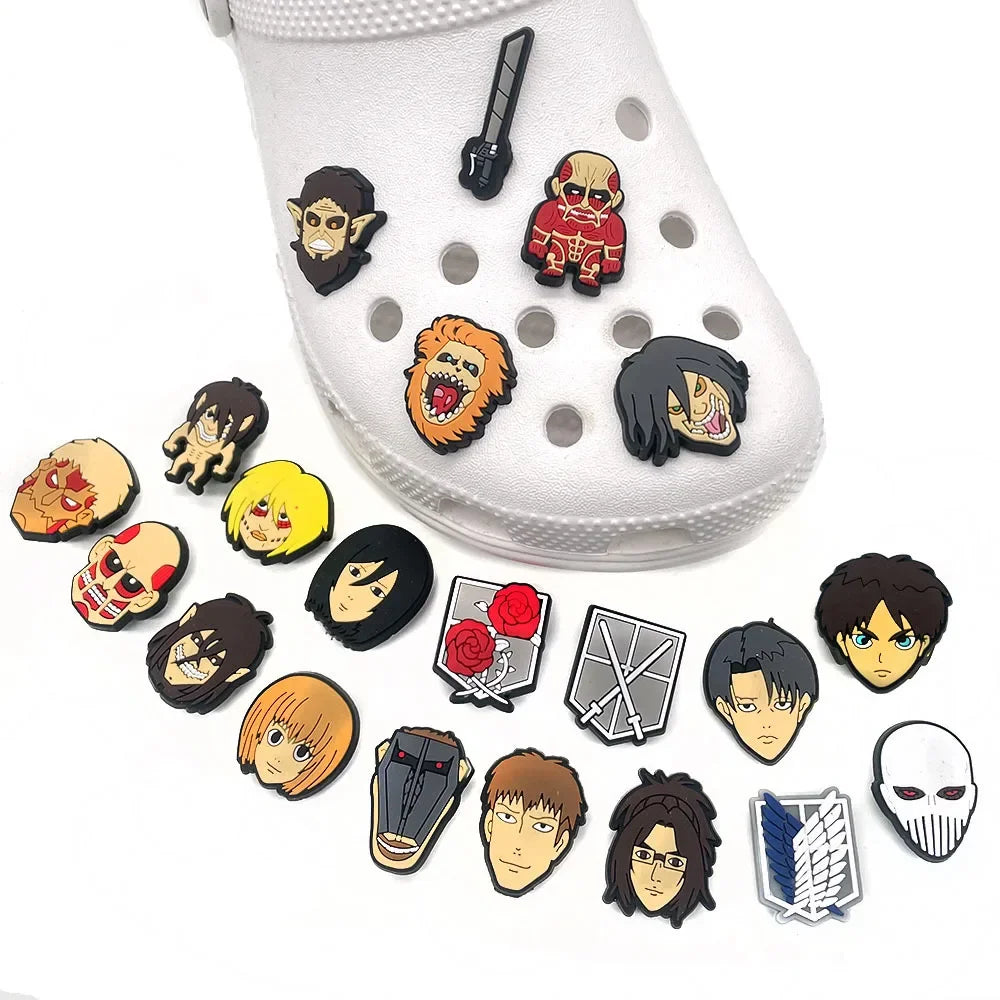 Attack on Titan Shoe Charms for Croc Accessories Cartoon PVC Shoe Decorations  Buckle for Kids Party Adults Gifts