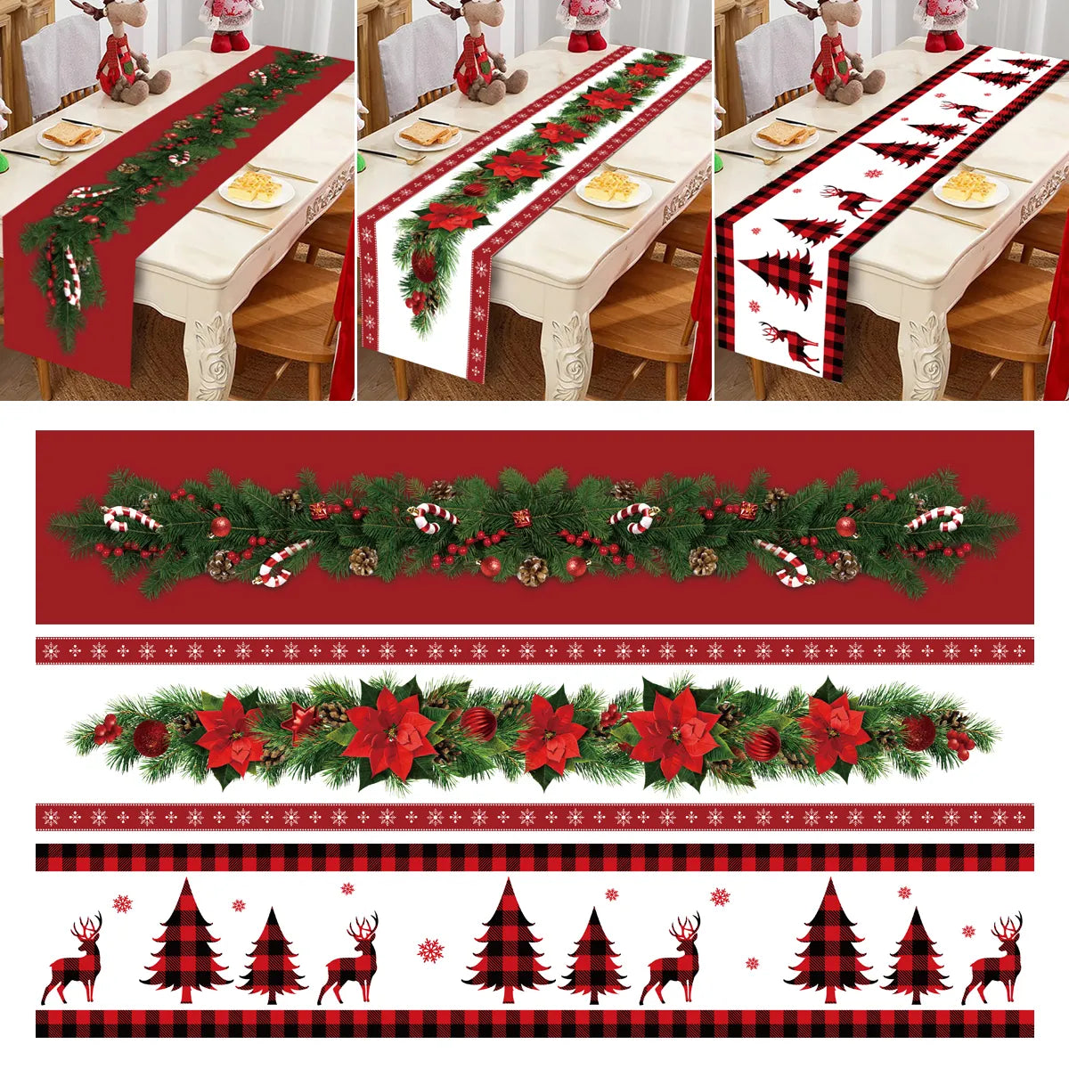 Christmas Table Runner Merry Christmas Decorations 2023 For Home Tablecloth Navidad Noel Kerst Xmas Gifts New Year 2024 Natal