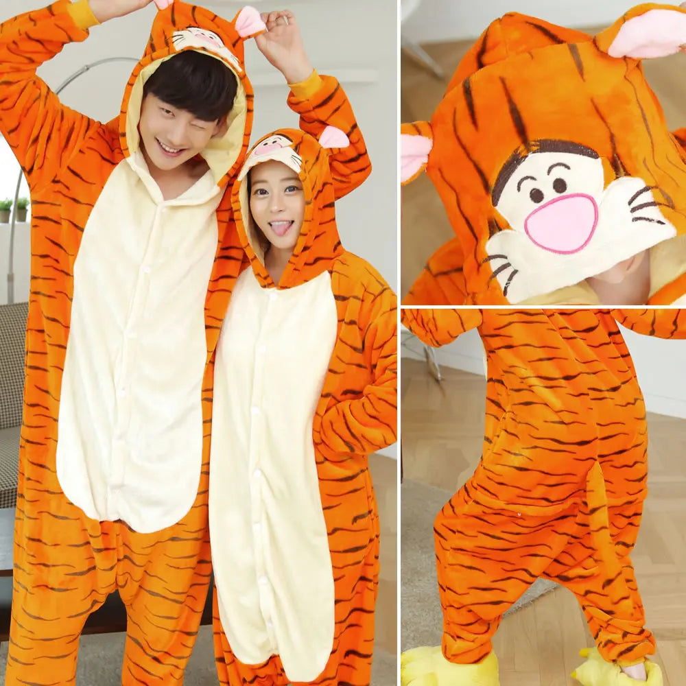 Adult Animal Pyjamas Women Men Couple Cartoon Pajamas Suit Halloween Christmas Party Sleepwear Kigurumi Cosplay Onepiece Costume