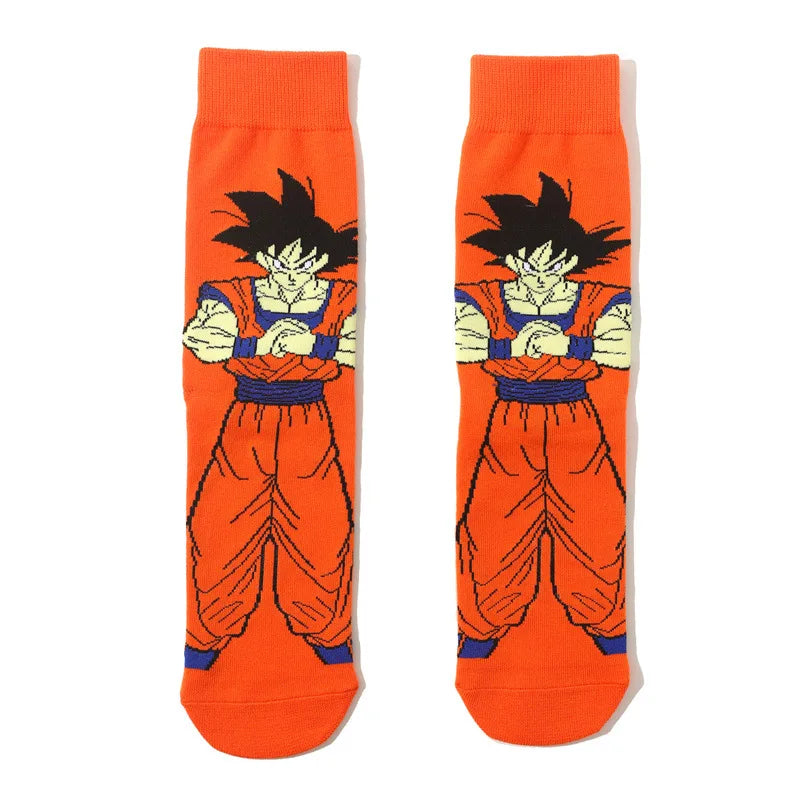 Cartoon Anime Dragon Ball Z Large Size Men's Socks With Print Figures Frieza Piccolo Goku Sports Socks For Boy Gift