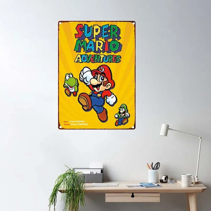 MINISO Classic Anime Game MM-Marios Character Plumber Gamer Metal Tin Sign Wall Art Picture for Living Room Decor