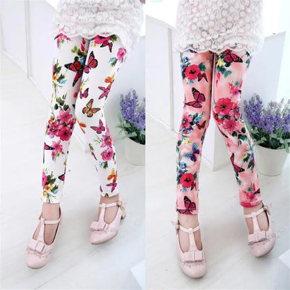 Kids Girls Leggings Spring Summer Flower Printed Children Trousers Girl Casual Pencil Pants Cute Toddler Leggings