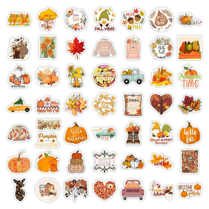 Autumn Stickers  Animals Leaves Pumpkins Plants Clothes Decals DIY Skateboard Laptop Luggage Cup Motorcycle Phone PVC Waterproof