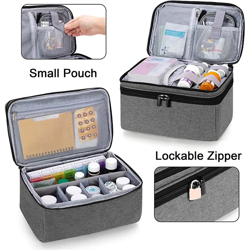 Home Family First Aid Kit Bag Large Capacity Medicine Organizer Box Storage Bag Travel Survival Emergency Empty Portable