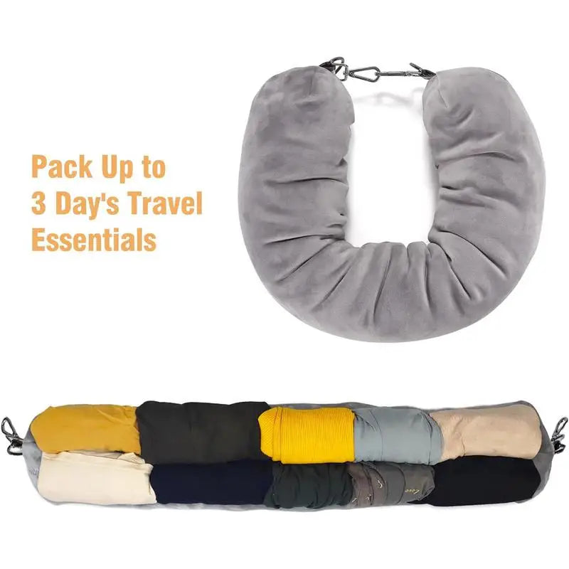 Velvet Soft Travel Stuffable Neck Pillow Luggage Space-saving Portable Refillable Neck Support Cushion Car Train Airplane