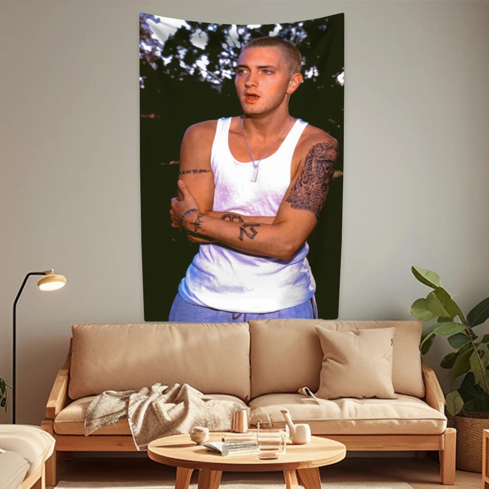 King Of Hip Hop Eminems Tapestry Rapper Singer Slim Shady Home Decor Wall Hanging Party Backdrop Univers Dorm Decor Friend Gift