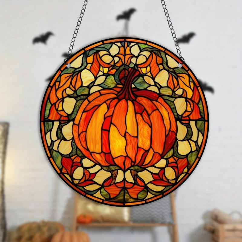 Fall Pumpkin Gifts Stained Window Hangings Decor Suncatcher Halloween Decoration For  Office Kitchen Living Room Sun Catcher