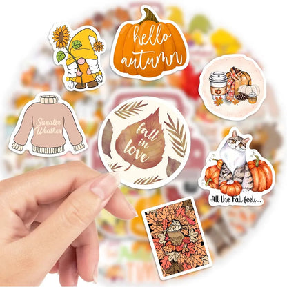 Autumn Stickers  Animals Leaves Pumpkins Plants Clothes Decals DIY Skateboard Laptop Luggage Cup Motorcycle Phone PVC Waterproof