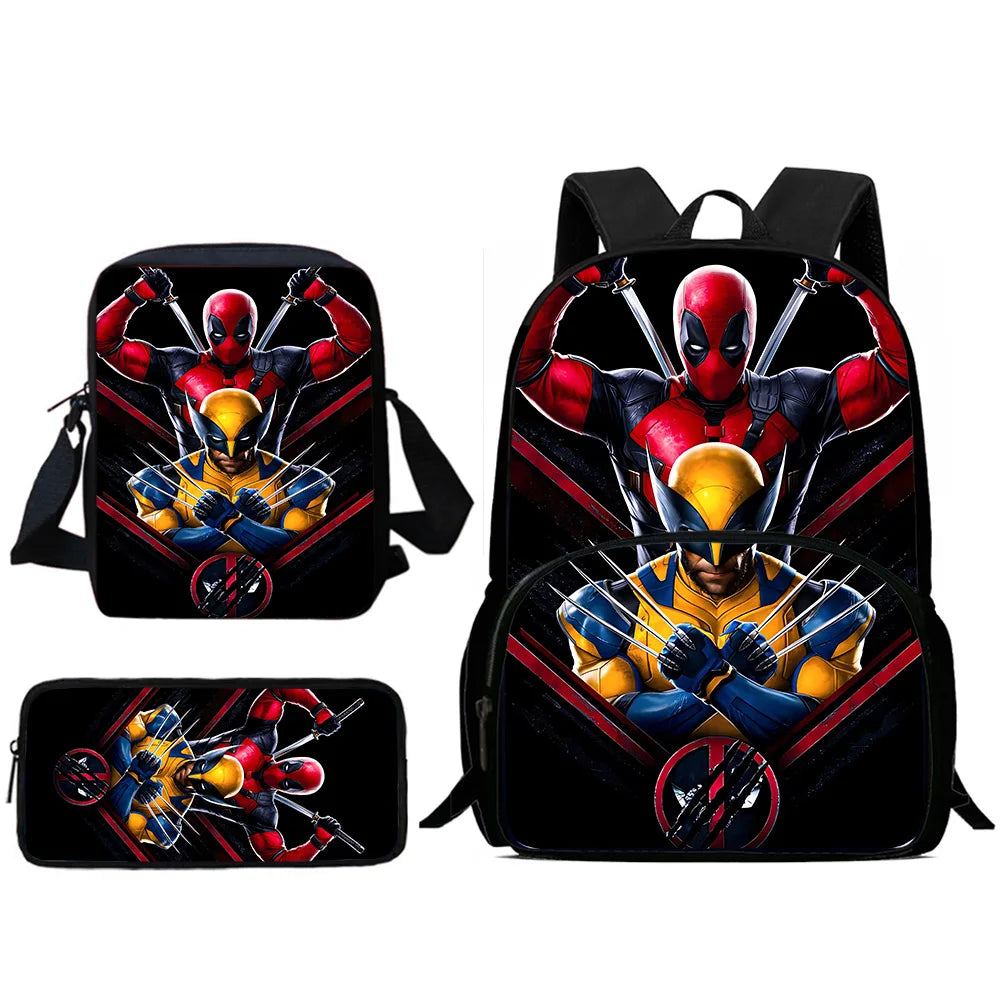 Child Superhero Deadpools Backpacks Shoulder Bag Pencil Case Pupil Large Capacity School Bags for Boys Girls Best Gift